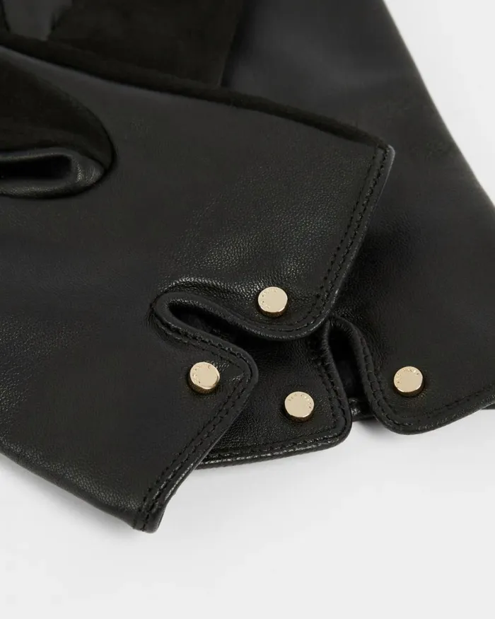 Suede Whipstitch Detail Glove Black Women Ted Baker Gloves