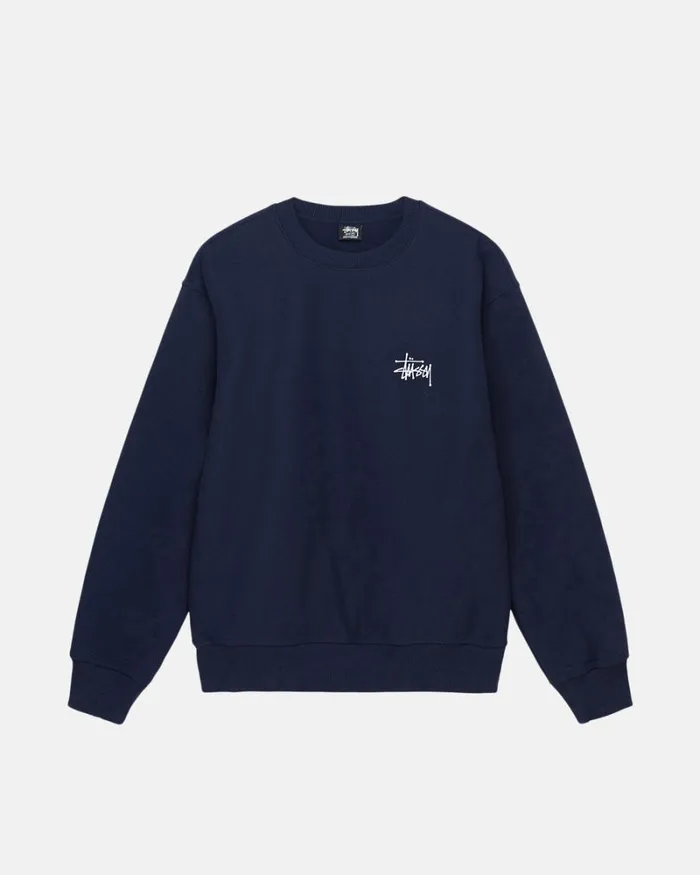 Sweats Men Stussy BASIC STSSY CREW Navy Sweats Men Stussy BASIC STSSY CREW Navy