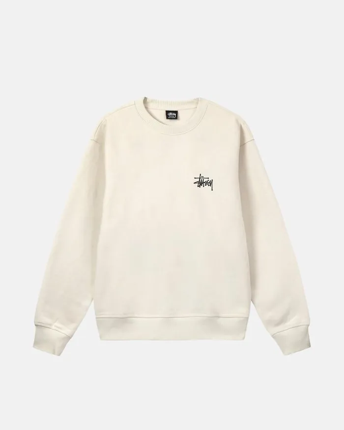 Sweats Men Stussy BASIC STSSY CREW Stone Sweats Men Stussy BASIC STSSY CREW Stone