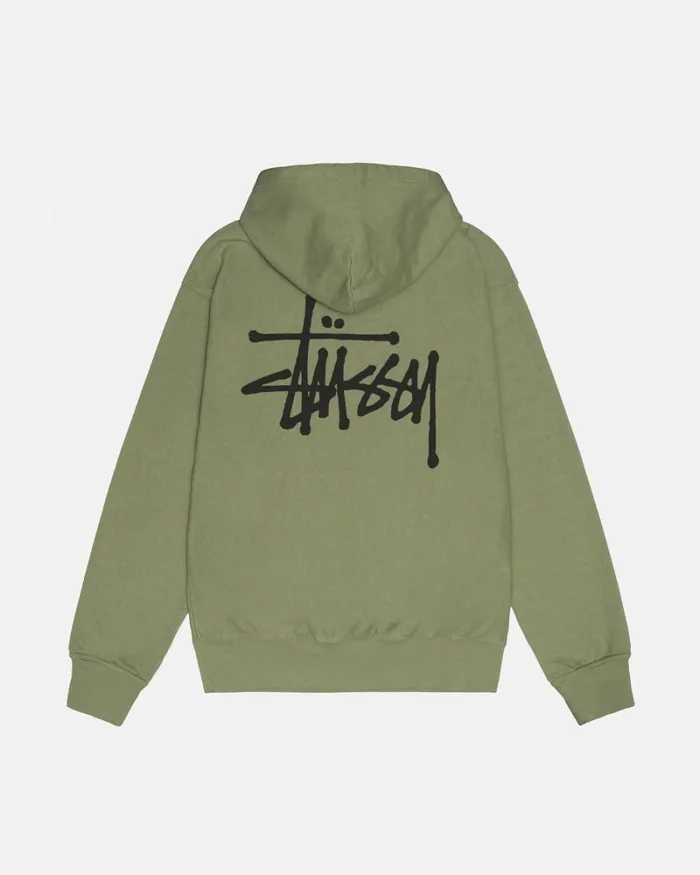 Sweats Men Stussy BASIC STSSY PIGMENT DYED HOODIE Artichoke