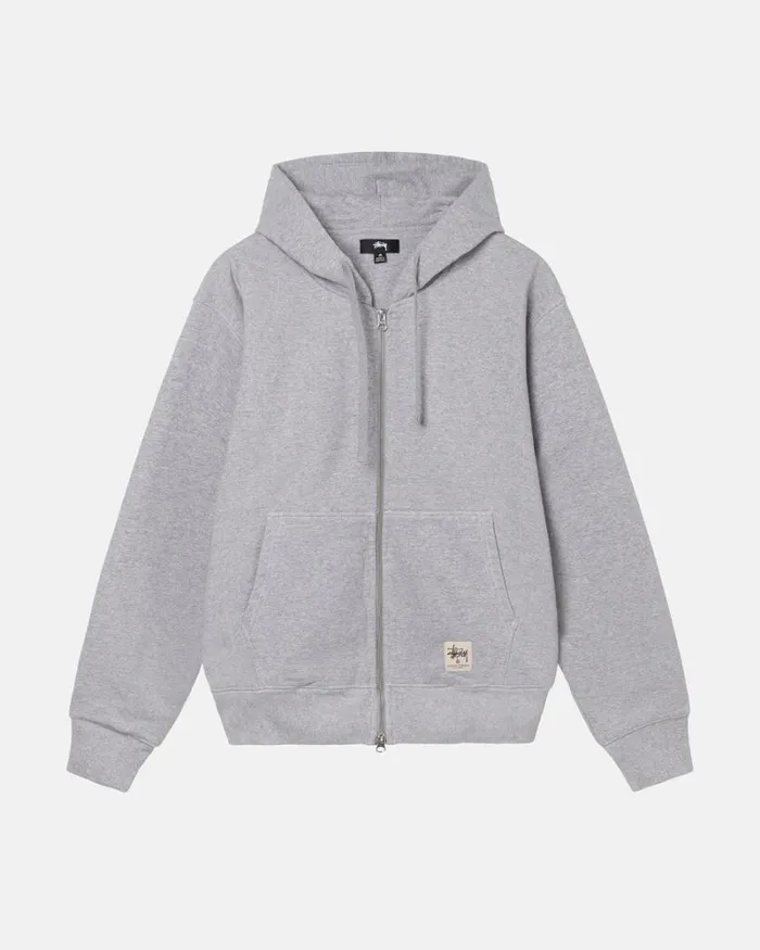 Sweats Men Stussy DOUBLE FACE LABEL ZIP HOODIE Grey Heather