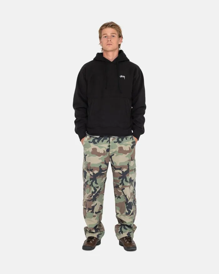 Sweats Men Stussy OVERDYED STOCK LOGO HOODIE Black Sweats Men Stussy OVERDYED STOCK LOGO HOODIE Black