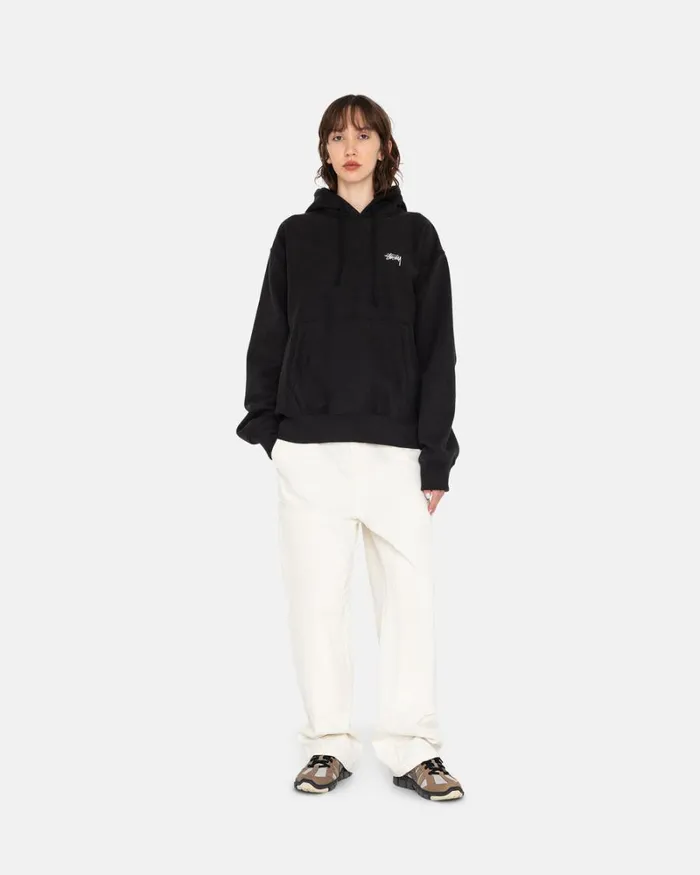 Sweats Men Stussy OVERDYED STOCK LOGO HOODIE Black Sweats Men Stussy OVERDYED STOCK LOGO HOODIE Black