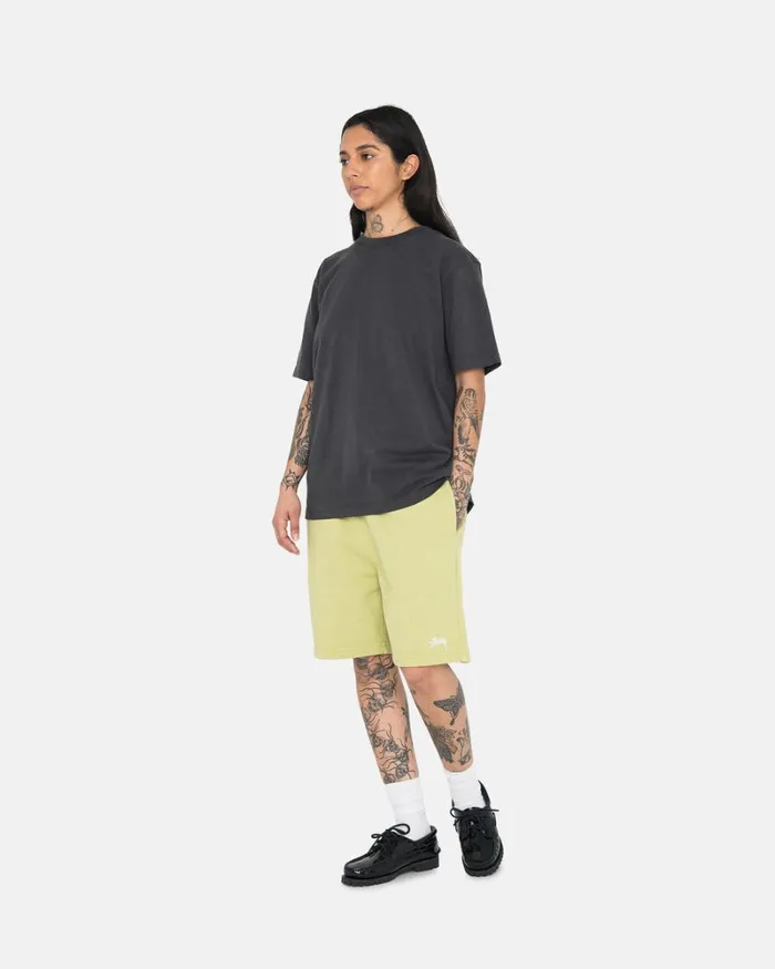 Sweats Men Stussy OVERDYED STOCK LOGO SWEAT SHORT Pale Green Sweats Men Stussy OVERDYED STOCK LOGO SWEAT SHORT Pale Green