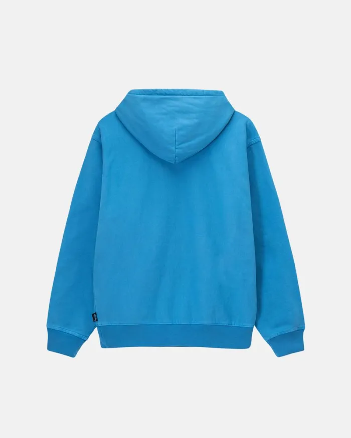 Sweats Men Stussy PIGMENT DYED FLEECE HOODIE Blue Sweats Men Stussy PIGMENT DYED FLEECE HOODIE Blue