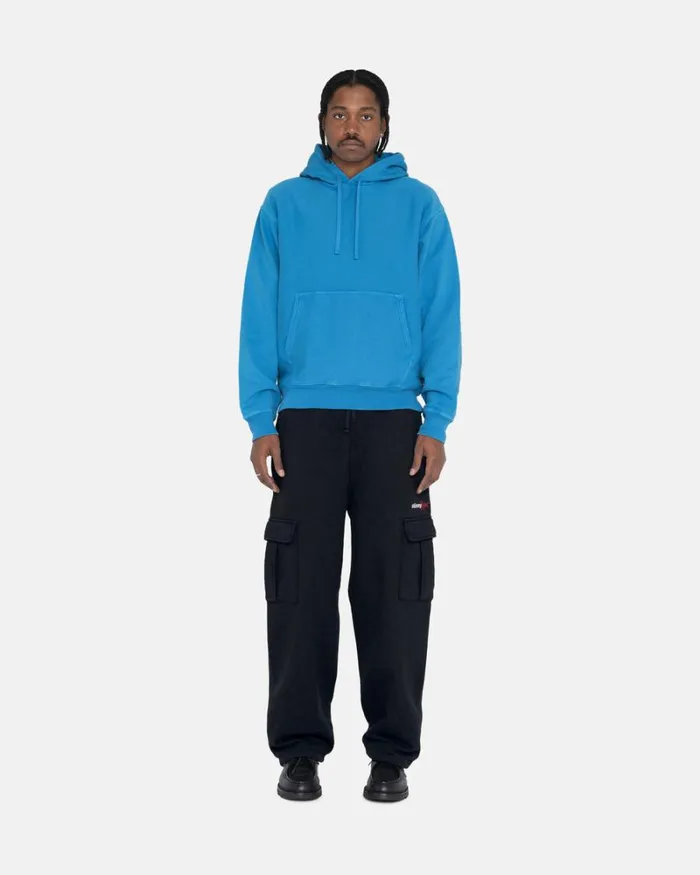 Sweats Men Stussy PIGMENT DYED FLEECE HOODIE Blue Sweats Men Stussy PIGMENT DYED FLEECE HOODIE Blue