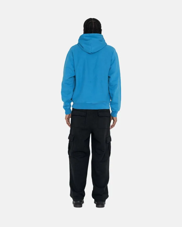 Sweats Men Stussy PIGMENT DYED FLEECE HOODIE Blue Sweats Men Stussy PIGMENT DYED FLEECE HOODIE Blue