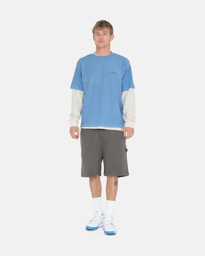 Sweats Men Stussy PIGMENT DYED FLEECE SHORT Charcoal Sweats Men Stussy PIGMENT DYED FLEECE SHORT Charcoal
