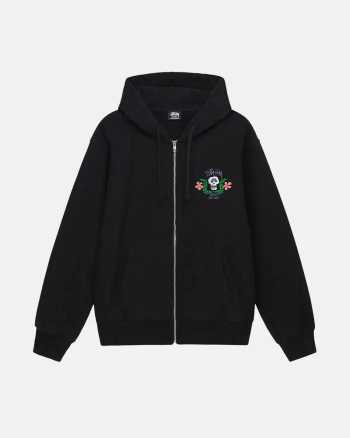 Sweats Men Stussy SKULL CREST ZIP HOODIE Black