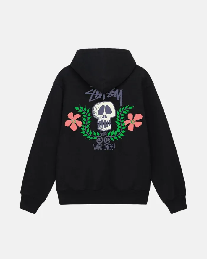 Sweats Men Stussy SKULL CREST ZIP HOODIE Black Sweats Men Stussy SKULL CREST ZIP HOODIE Black