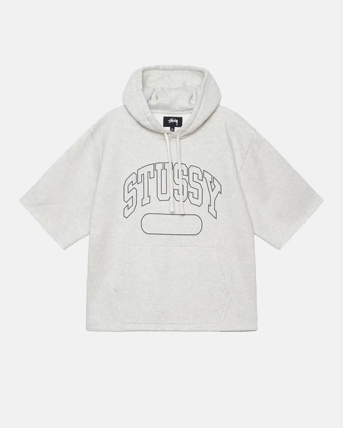 Sweats Men Stussy SS BOXY CROPPED HOODIE Ash Heather