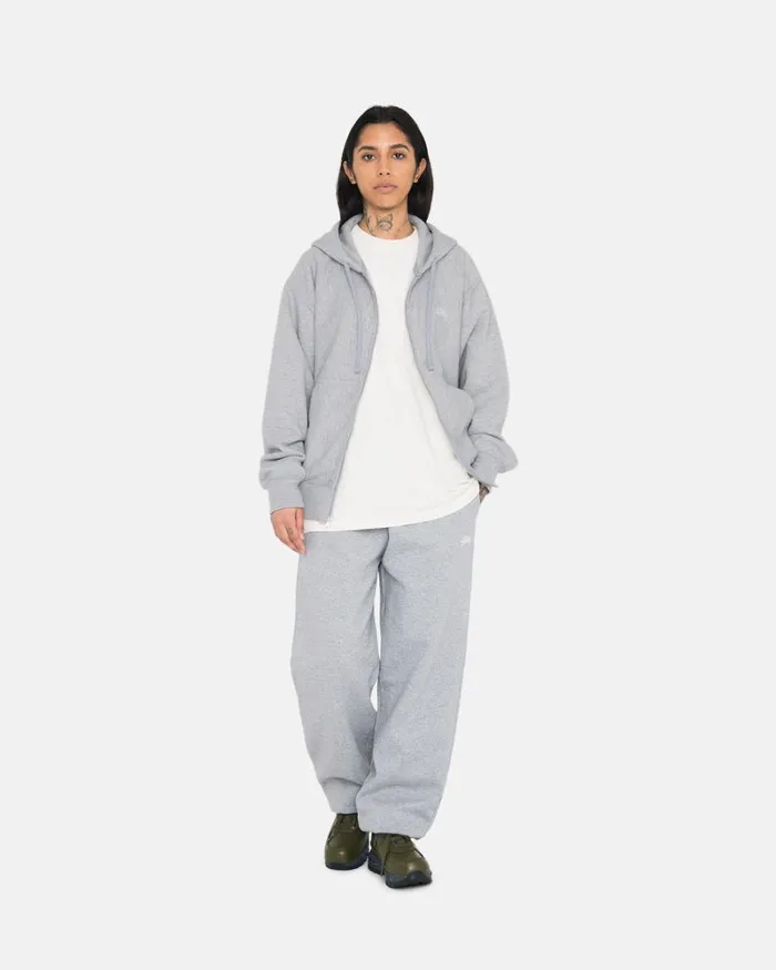 Sweats Men Stussy STOCK LOGO ZIP HOODIE Grey Heather Sweats Men Stussy STOCK LOGO ZIP HOODIE Grey Heather