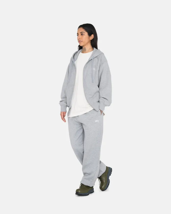 Sweats Men Stussy STOCK LOGO ZIP HOODIE Grey Heather Sweats Men Stussy STOCK LOGO ZIP HOODIE Grey Heather
