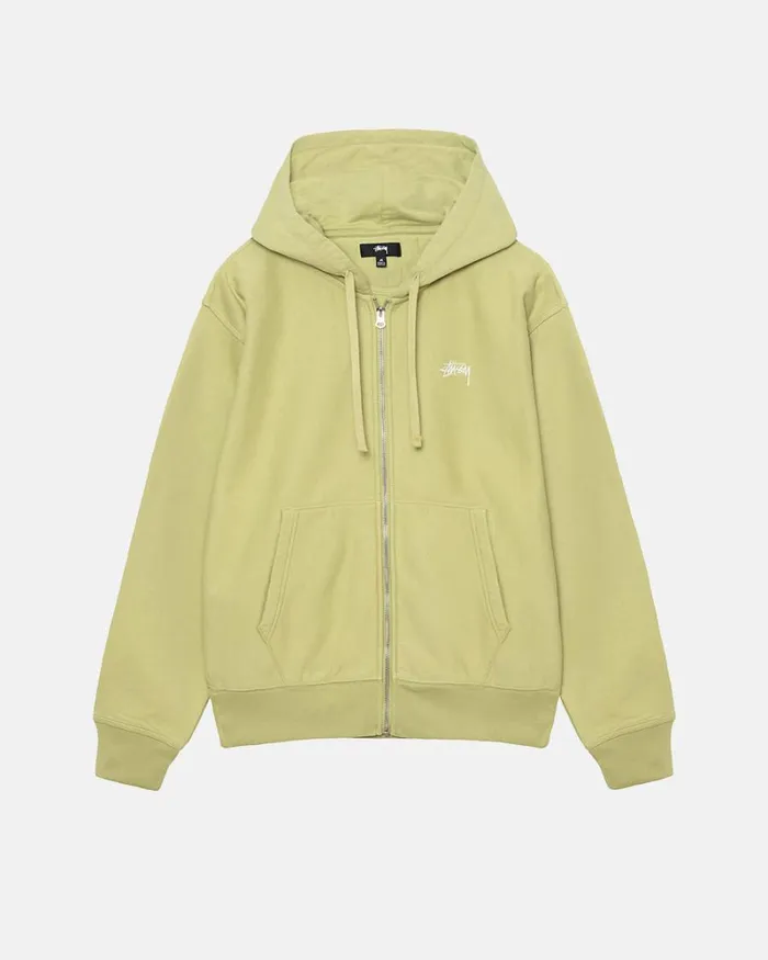 Sweats Men Stussy STOCK LOGO ZIP HOODIE Pale Green