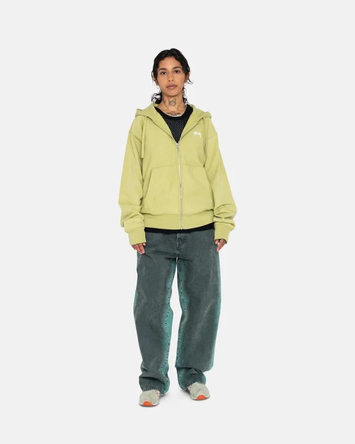 Sweats Men Stussy STOCK LOGO ZIP HOODIE Pale Green Sweats Men Stussy STOCK LOGO ZIP HOODIE Pale Green