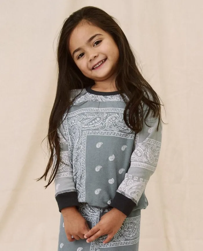 Sweatshirts Little039s The Great The Little College Sweatshirt Dusty Blue Bandana Print Sweatshirts Little039s The Great The Little College Sweatshirt Dusty Blue Bandana Print