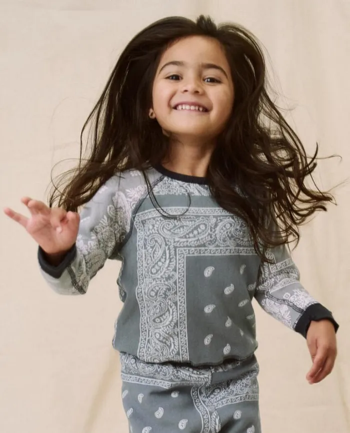 Sweatshirts Little039s The Great The Little College Sweatshirt Dusty Blue Bandana Print