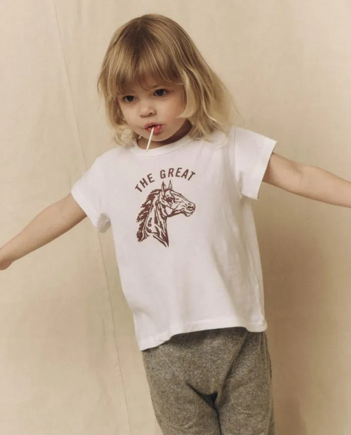 Tshirts Little039s The Great The Little Boxy Crew True White With Bronco Graphic Tshirts Little039s The Great The Little Boxy Crew True White With Bronco Graphic