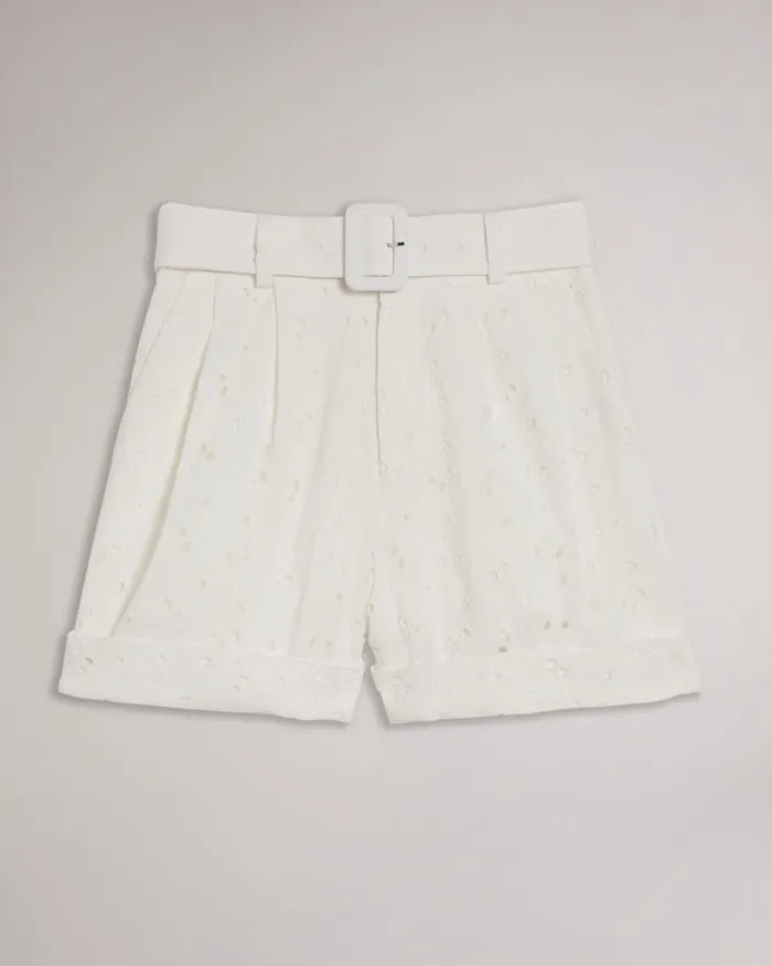 Tailored Shorts With Belt White Women Ted Baker Pants and Shorts