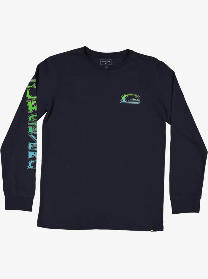 Tees Boys Quiksilver Boy039s 816 Stacked Long Sleeve TShirt Navy Blazer