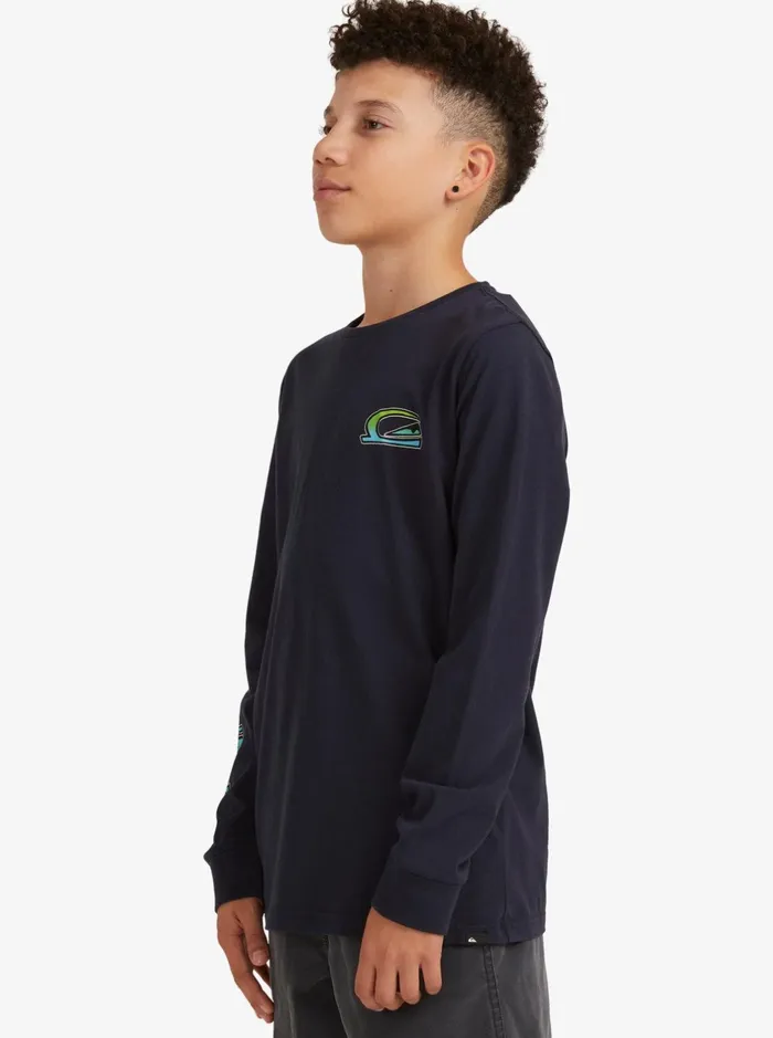Tees Boys Quiksilver Boy039s 816 Stacked Long Sleeve TShirt Navy Blazer