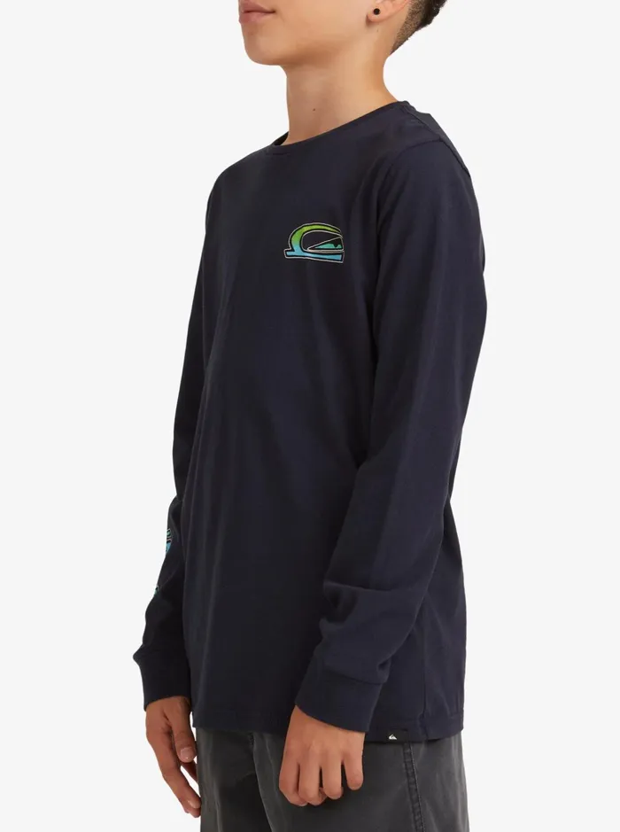 Tees Boys Quiksilver Boy039s 816 Stacked Long Sleeve TShirt Navy Blazer