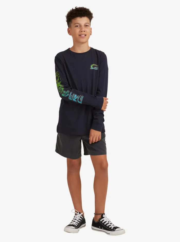 Tees Boys Quiksilver Boy039s 816 Stacked Long Sleeve TShirt Navy Blazer