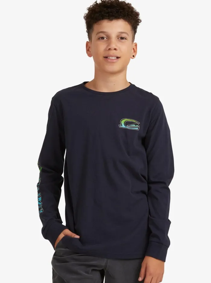 Tees Boys Quiksilver Boy039s 816 Stacked Long Sleeve TShirt Navy Blazer