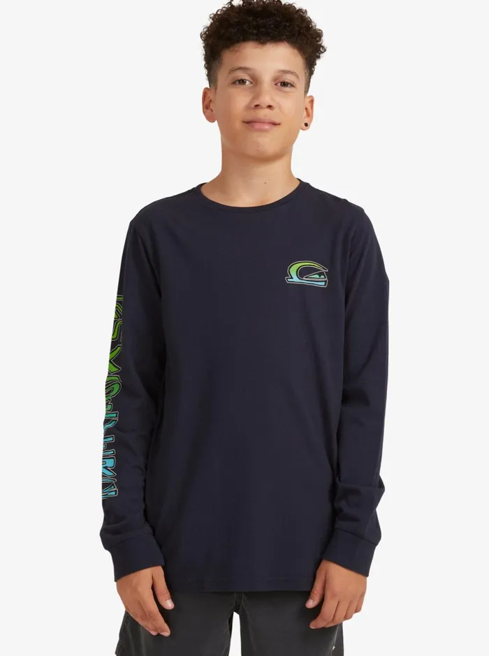 Tees Boys Quiksilver Boy039s 816 Stacked Long Sleeve TShirt Navy Blazer