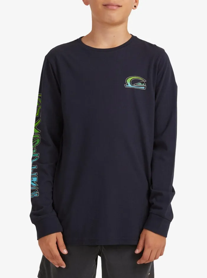 Tees Boys Quiksilver Boy039s 816 Stacked Long Sleeve TShirt Navy Blazer