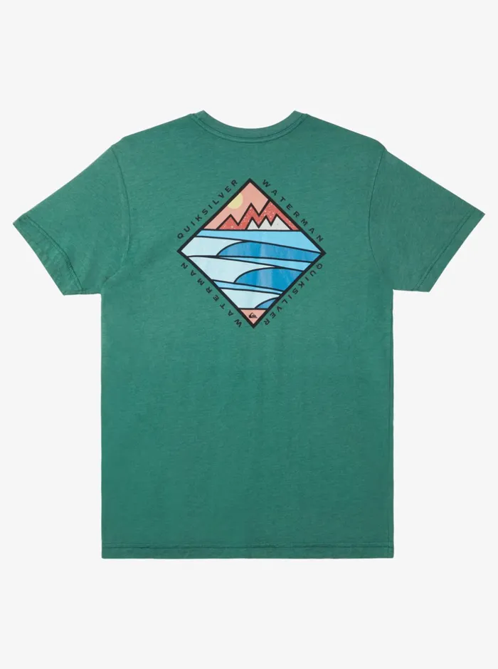 Tees Men Quiksilver Waterman Cross Chop QtShirt Smoke Pine Heather Tees Men Quiksilver Waterman Cross Chop QtShirt Smoke Pine Heather