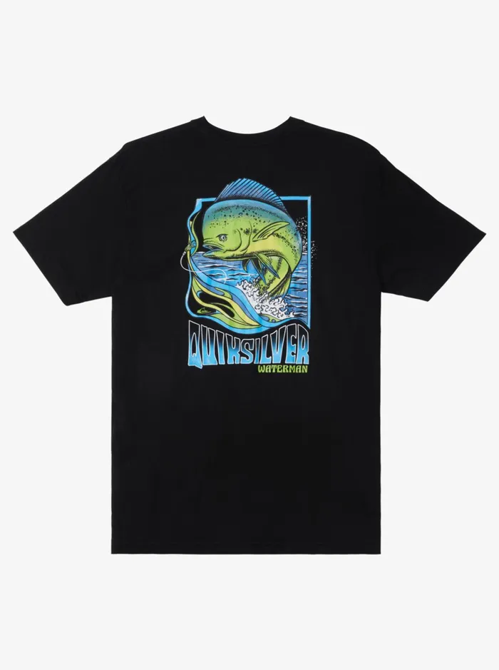 Tees Men Quiksilver Waterman Fish Flow QtShirt Black Tees Men Quiksilver Waterman Fish Flow QtShirt Black