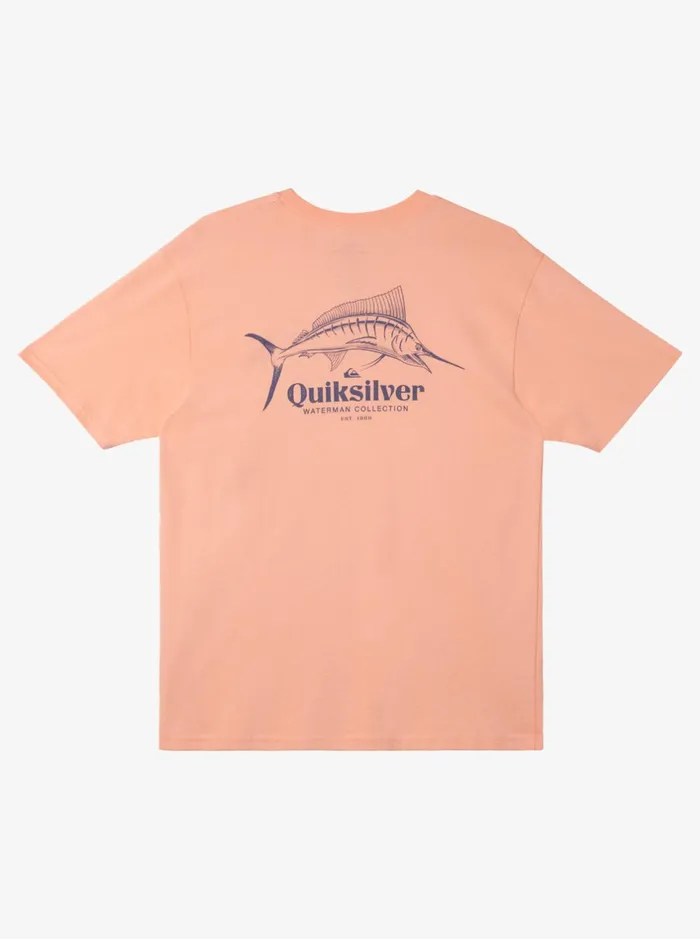 Tees Men Quiksilver Waterman Trophy Catch QtShirt Peach Pink Tees Men Quiksilver Waterman Trophy Catch QtShirt Peach Pink