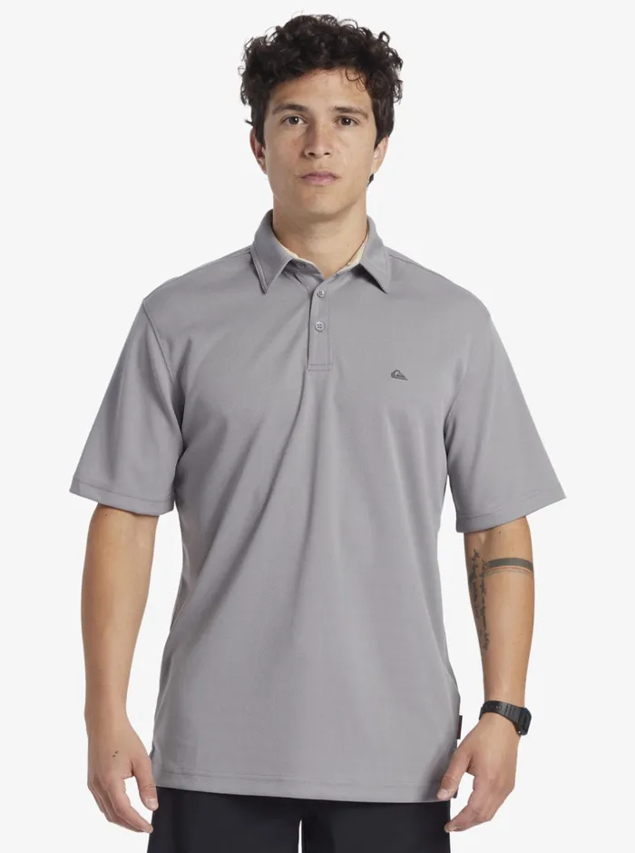 Tees Men Quiksilver Waterman Water Short Sleeve Polo Shirt Sharkskin Tees Men Quiksilver Waterman Water Short Sleeve Polo Shirt Sharkskin