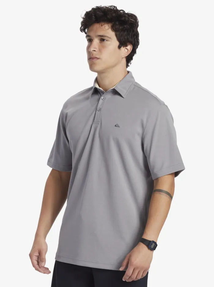 Tees Men Quiksilver Waterman Water Short Sleeve Polo Shirt Sharkskin Tees Men Quiksilver Waterman Water Short Sleeve Polo Shirt Sharkskin