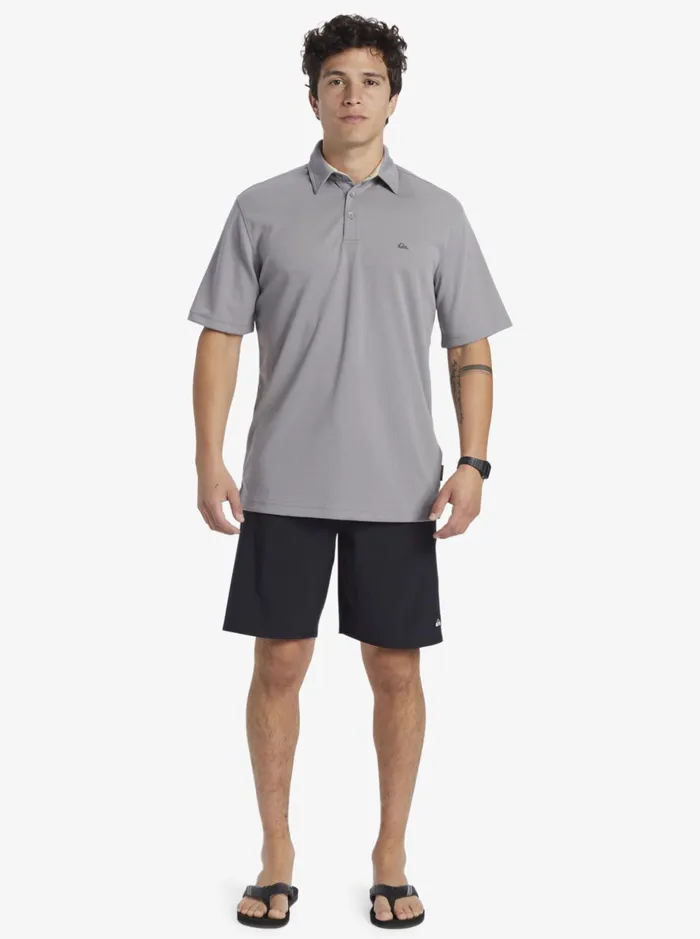 Tees Men Quiksilver Waterman Water Short Sleeve Polo Shirt Sharkskin Tees Men Quiksilver Waterman Water Short Sleeve Polo Shirt Sharkskin