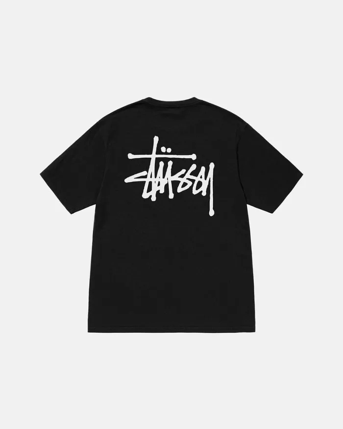 Tees Men Stussy BASIC STSSY PIGMENT DYED TEE Black