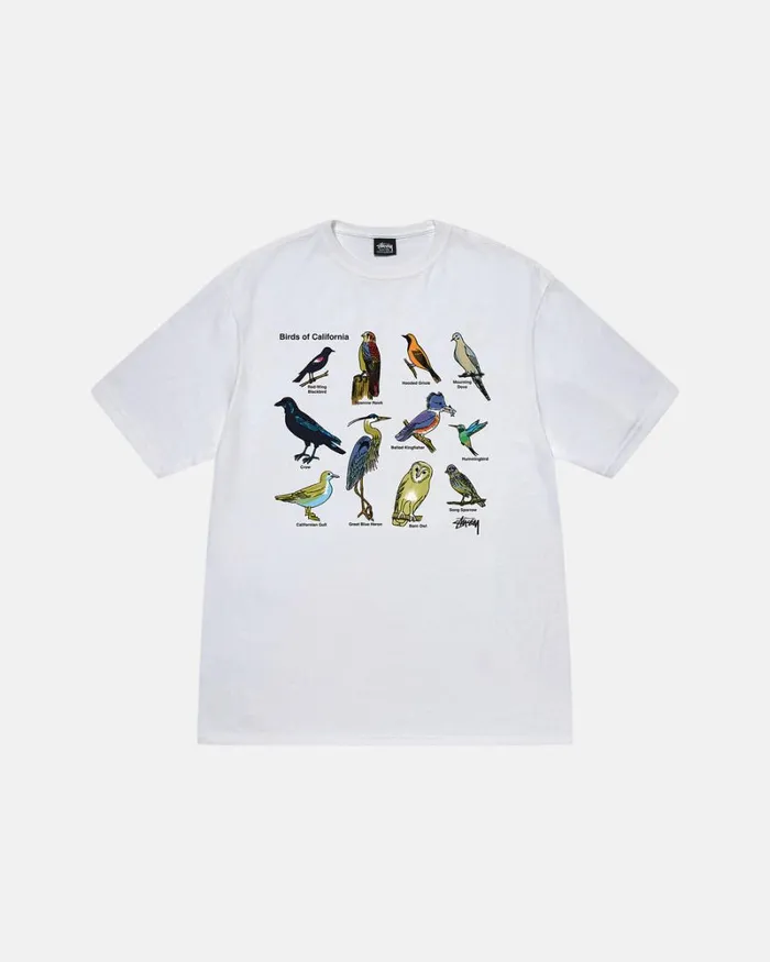 Tees Men Stussy CALIFORNIA BIRDS TEE White