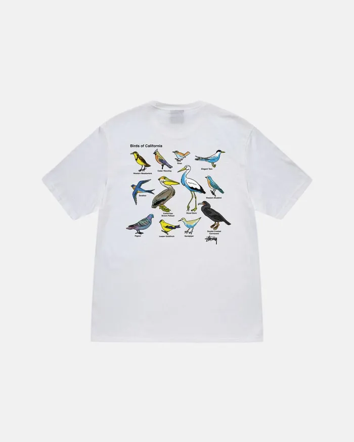 Tees Men Stussy CALIFORNIA BIRDS TEE White Tees Men Stussy CALIFORNIA BIRDS TEE White