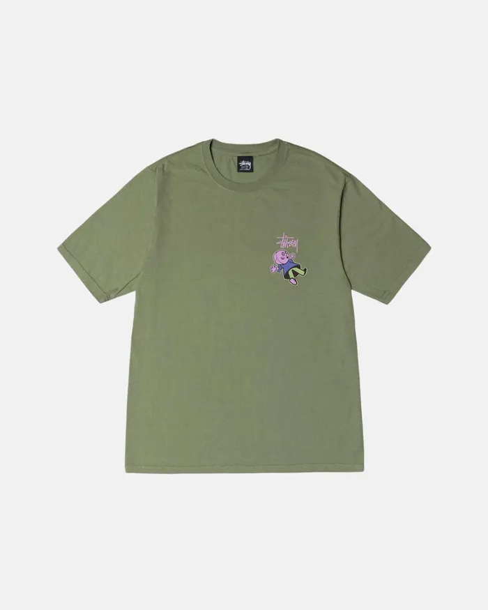 Tees Men Stussy DOLLIE PIGMENT DYED TEE Artichoke Tees Men Stussy DOLLIE PIGMENT DYED TEE Artichoke