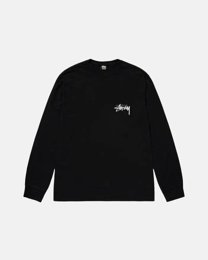 Tees Men Stussy GOLD LION LS TEE Black Tees Men Stussy GOLD LION LS TEE Black