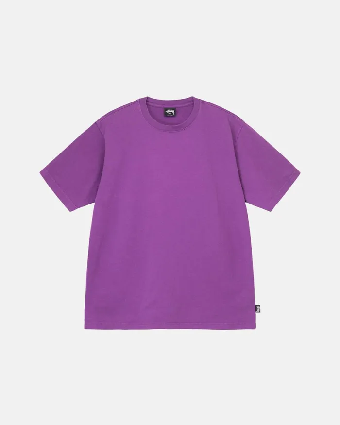 Tees Men Stussy HEAVYWEIGHT PIGMENT DYED CREW Purple