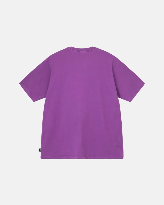 Tees Men Stussy HEAVYWEIGHT PIGMENT DYED CREW Purple Tees Men Stussy HEAVYWEIGHT PIGMENT DYED CREW Purple