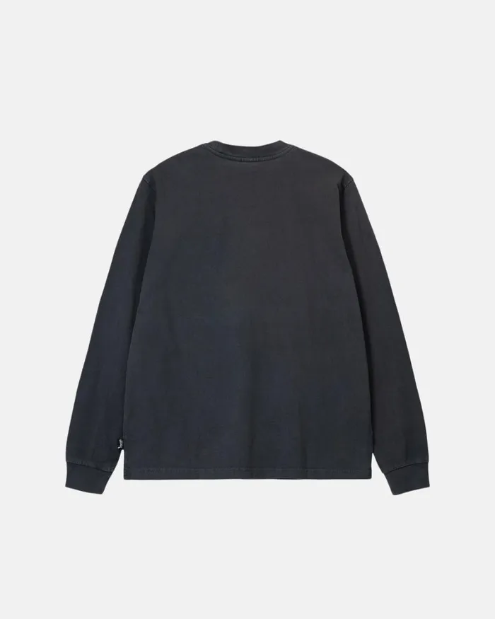 Tees Men Stussy HEAVYWEIGHT PIGMENT DYED LS CREW Black Tees Men Stussy HEAVYWEIGHT PIGMENT DYED LS CREW Black