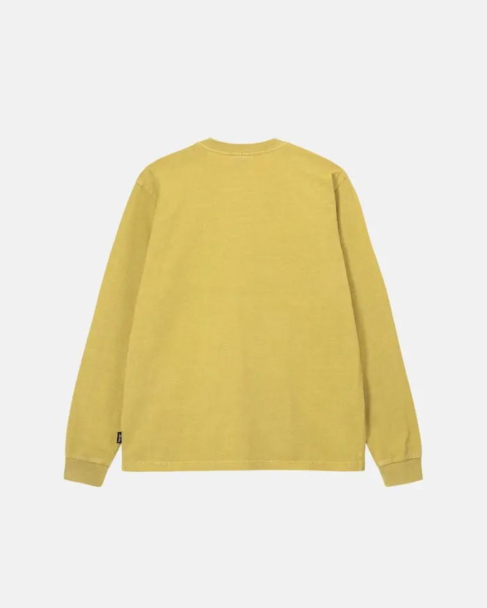 Tees Men Stussy HEAVYWEIGHT PIGMENT DYED LS CREW Mustard Tees Men Stussy HEAVYWEIGHT PIGMENT DYED LS CREW Mustard