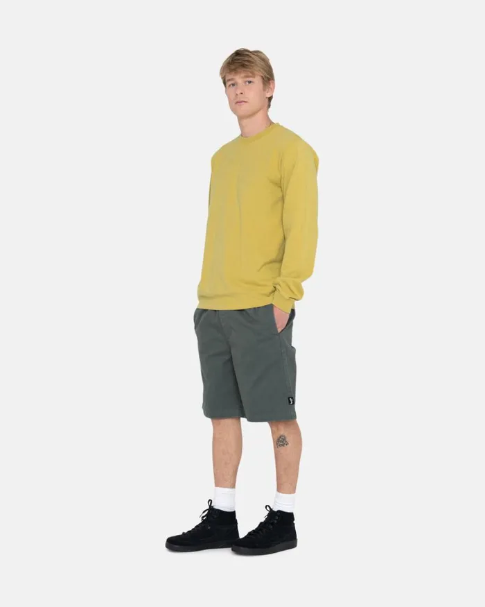 Tees Men Stussy HEAVYWEIGHT PIGMENT DYED LS CREW Mustard Tees Men Stussy HEAVYWEIGHT PIGMENT DYED LS CREW Mustard