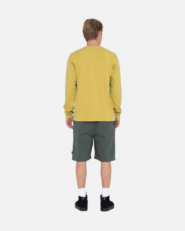 Tees Men Stussy HEAVYWEIGHT PIGMENT DYED LS CREW Mustard Tees Men Stussy HEAVYWEIGHT PIGMENT DYED LS CREW Mustard