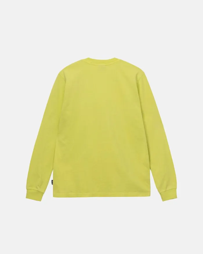 Tees Men Stussy HEAVYWEIGHT PIGMENT DYED LS CREW Yellow Tees Men Stussy HEAVYWEIGHT PIGMENT DYED LS CREW Yellow