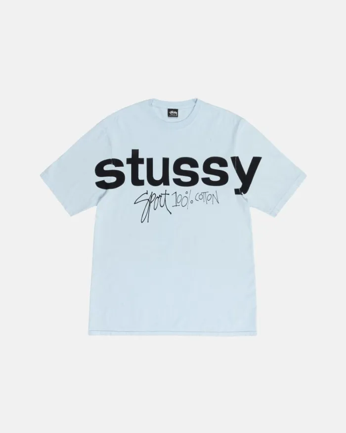 Tees Men Stussy SPORT 100 PIGMENT DYED TEE Sky Blue
