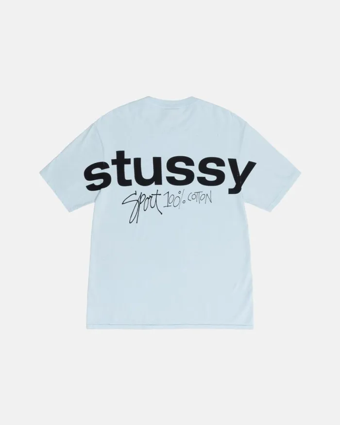 Tees Men Stussy SPORT 100 PIGMENT DYED TEE Sky Blue Tees Men Stussy SPORT 100 PIGMENT DYED TEE Sky Blue